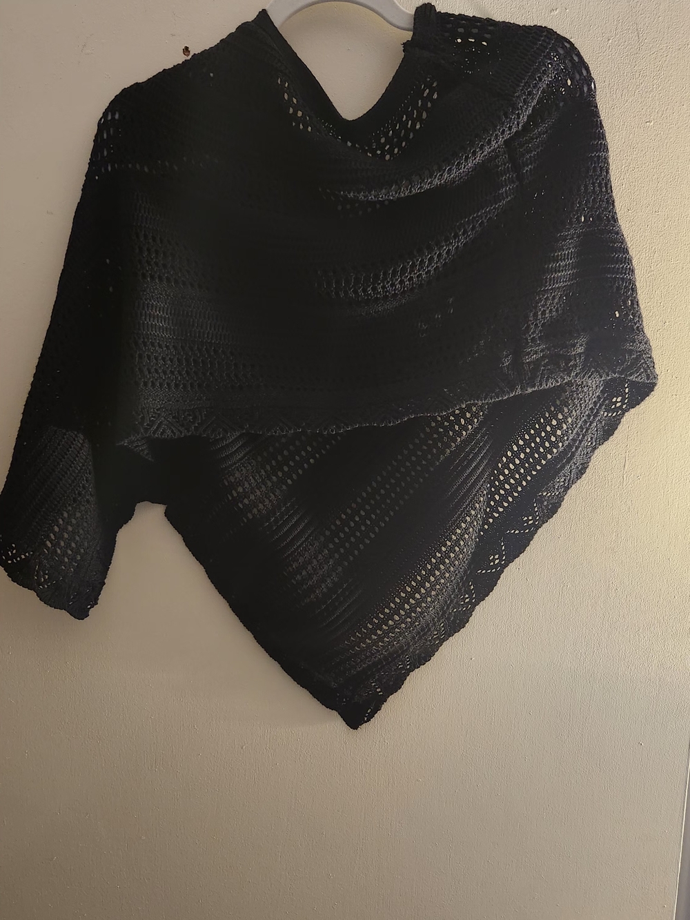 Black Croppes Crochet Triangle Shawl- Super Cute